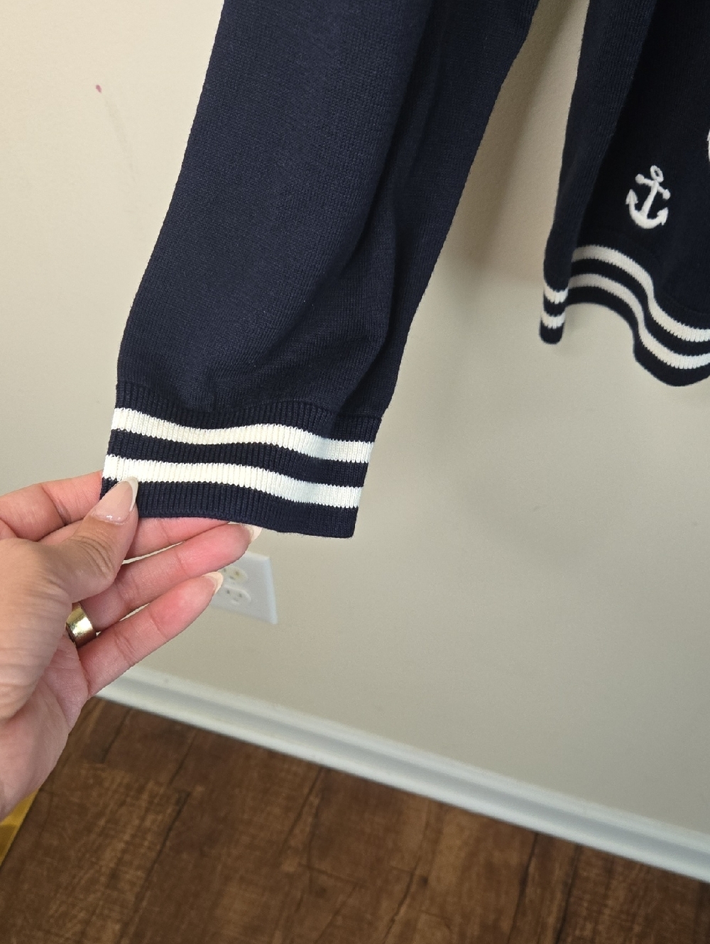 Talbots Navy Anchor Cardigan Sweater Coastal Grandmother Nautical Prep 2X - Picture 4 of 9